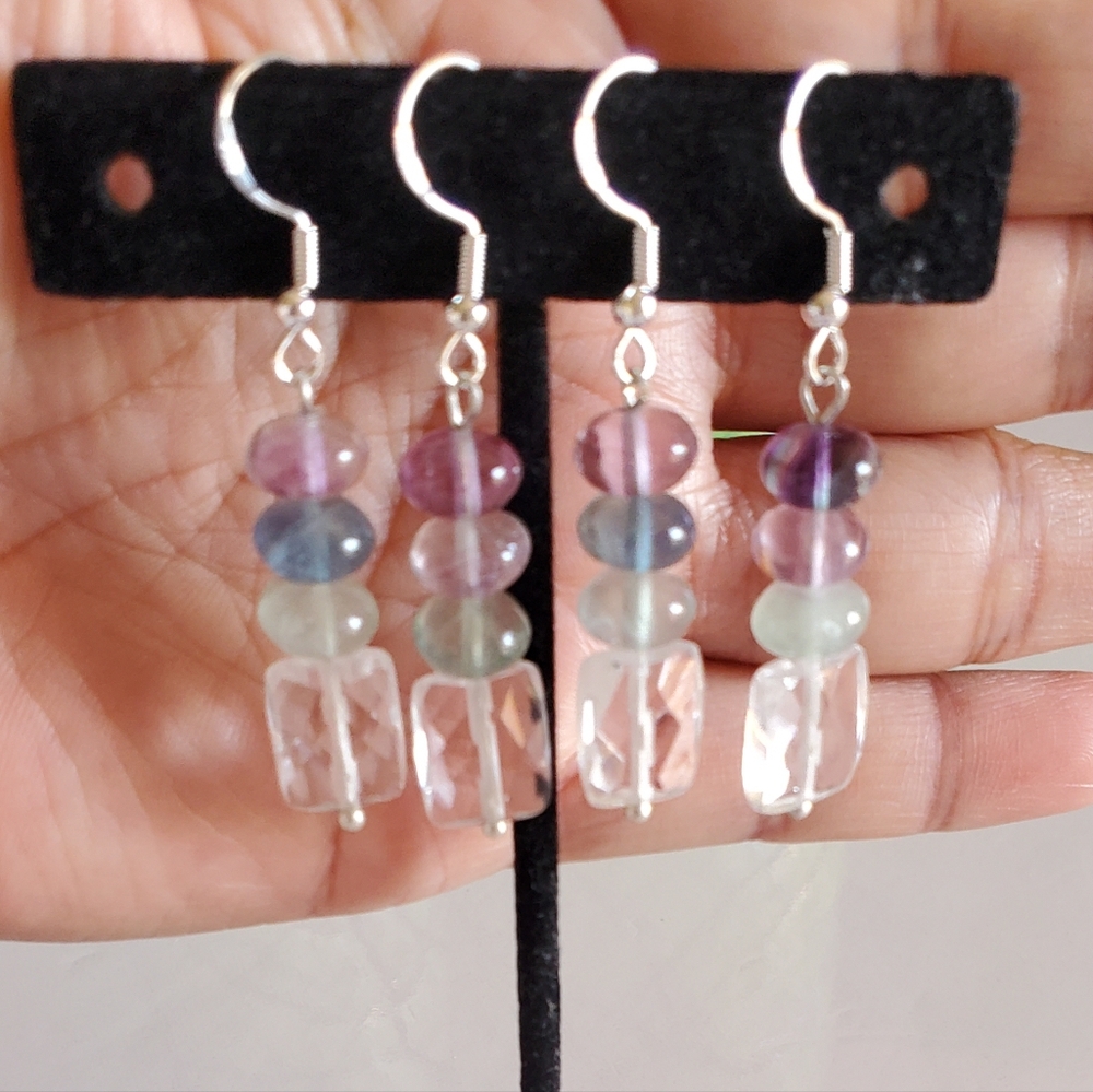 NEW Handmade Gemstones Dangle Earrings